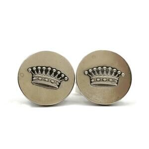 Cufflinks Crafted from Antique French Buttons Featuring a Regal Crown Design